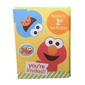 Sesame Street Invitations Elmo Baby's 1st Birthday Party 10 Cards &‎ Envelopes